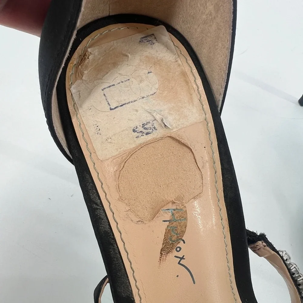 Blue Betsey Johnson Elisa Evening Sandals Black Rhinestone Sparkle Bling Wedding - Picture 5 of 9